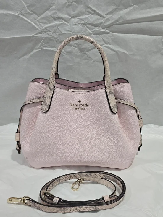 Kate Spade Dumpling Snake Embossed Small Satchel, Shimmer Pink Multi - Picture 2 of 9